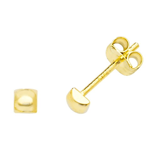 Yellow Gold Square dome Diamond Earrings