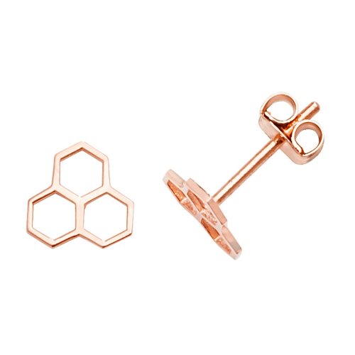 Rose Gold Honeycomb Diamond Earrings