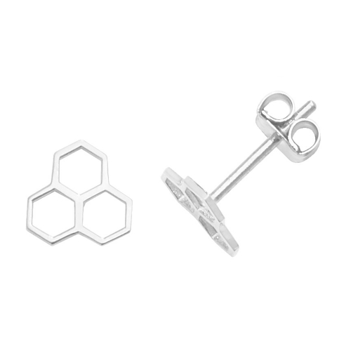 White Gold Honeycomb Diamond Earrings