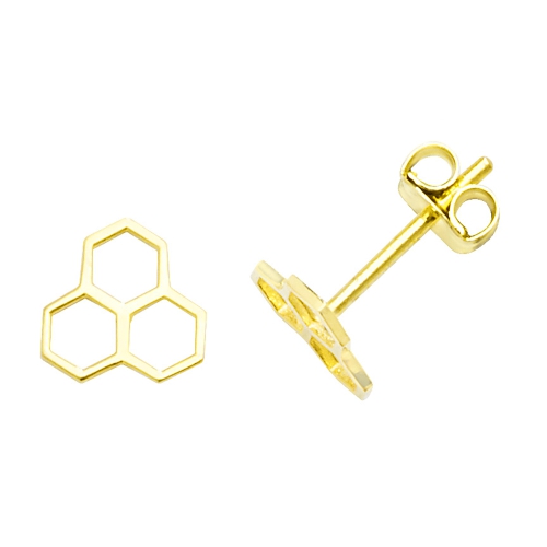Yellow Gold Honeycomb Diamond Earrings