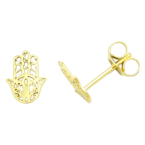 Yellow Gold Hamsa hand designer Diamond Earrings