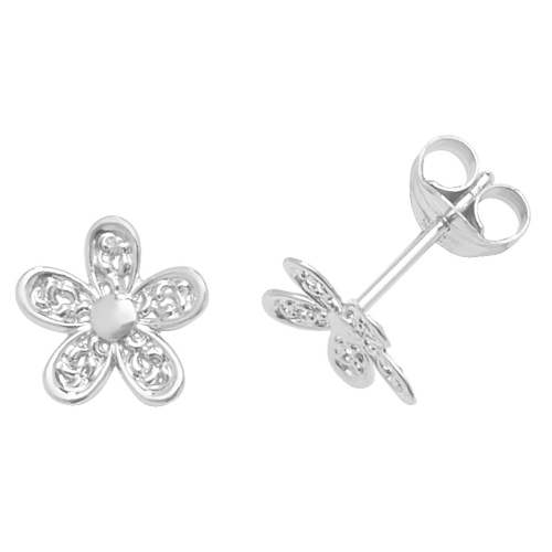 White Gold Flower petal style Diamond Earrings