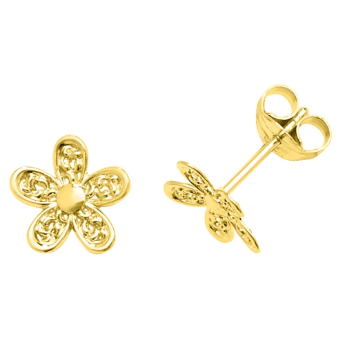 Yellow Gold Flower petal style Diamond Earrings