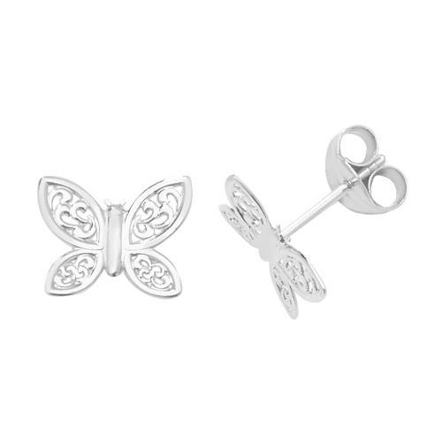 Plain metal vintage butterfly stud earring