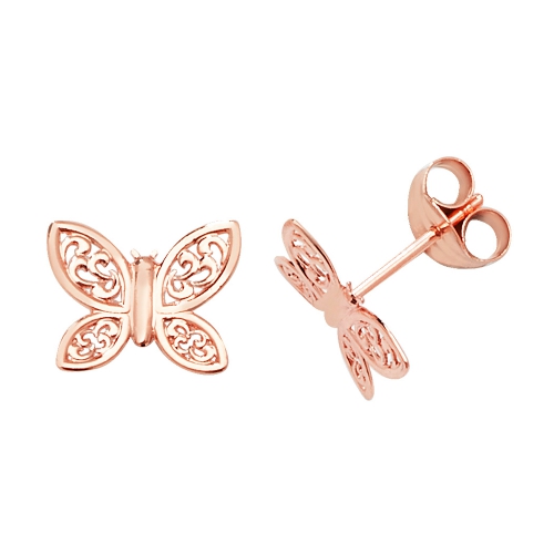 Rose Gold Vintage butterfly Diamond Earrings