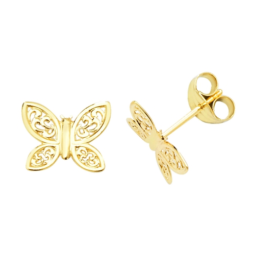 Yellow Gold Vintage butterfly Diamond Earrings