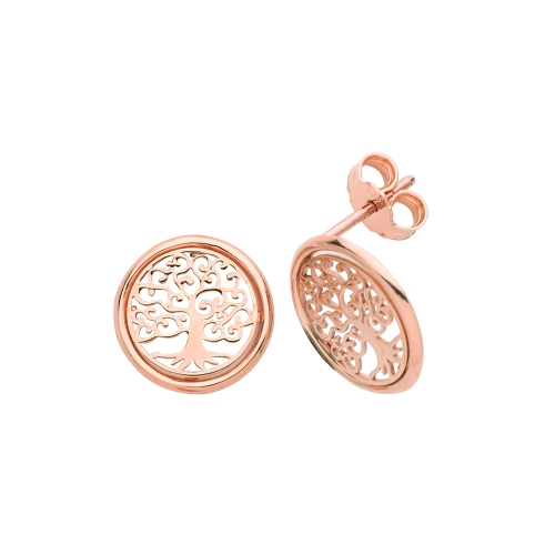 Rose Gold Filigree tree of life Diamond Earrings