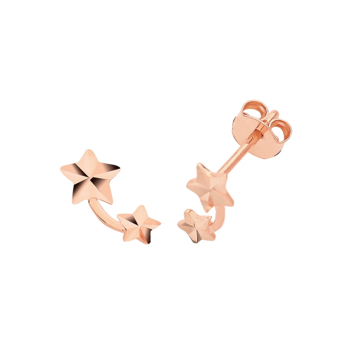 Rose Gold Two shining star Diamond Earrings