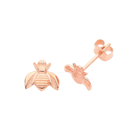 Rose Gold Tiny bee Diamond Earrings