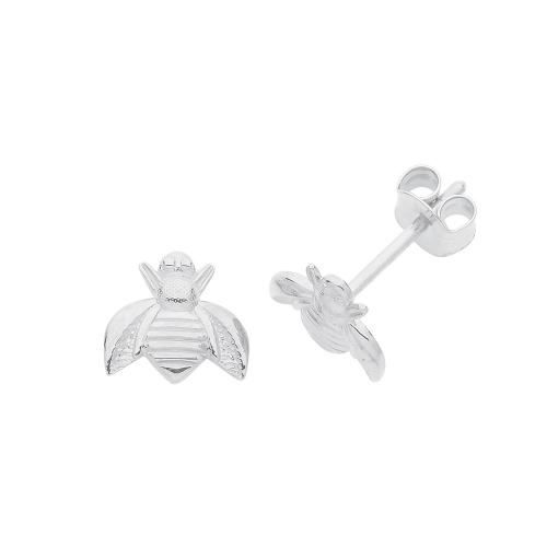 White Gold Tiny bee Diamond Earrings