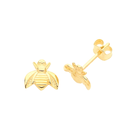 Yellow Gold Tiny bee Diamond Earrings