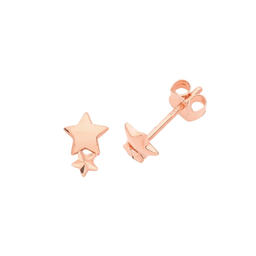 Rose Gold Double star Diamond Earrings