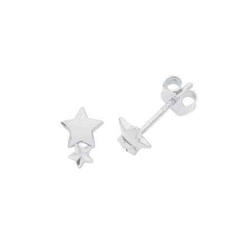 White Gold Double star Diamond Earrings