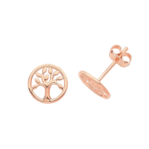 Rose Gold Tree Diamond Earrings