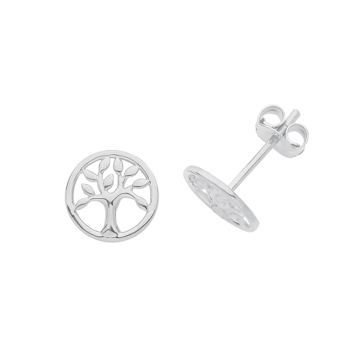 White Gold Tree Diamond Earrings