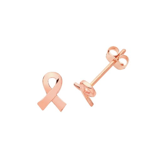 Rose Gold Cancer awareness symbol Diamond Earrings