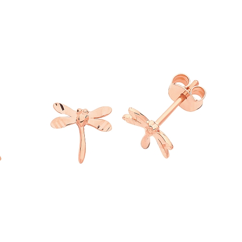 Rose Gold Dragonfly Diamond Earrings
