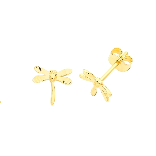Yellow Gold Dragonfly Diamond Earrings