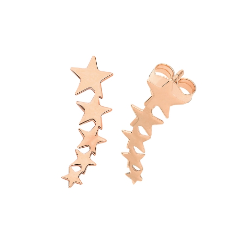 Rose Gold Hanging five star Diamond Earrings