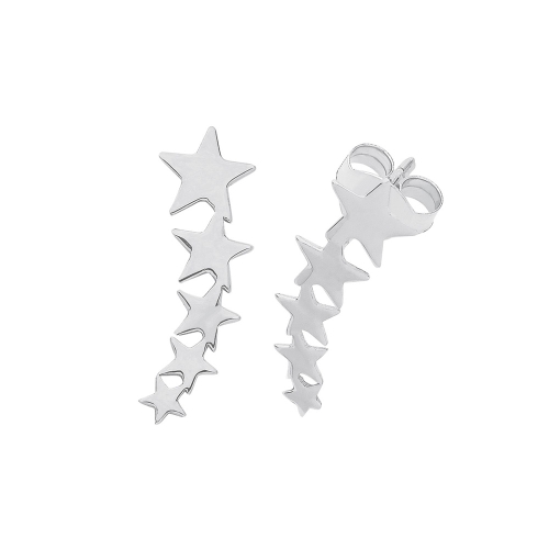 White Gold Hanging five star Diamond Earrings