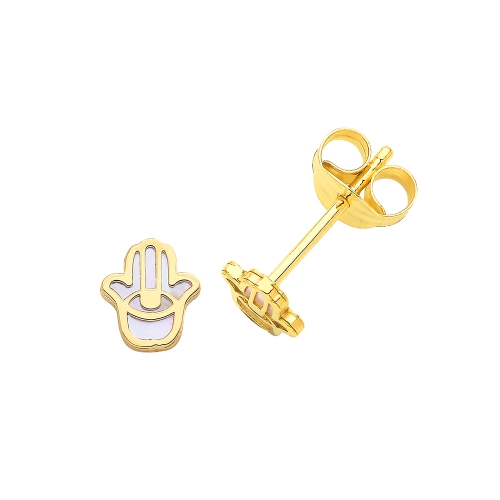 Yellow Gold Hamsa hand Diamond Earrings