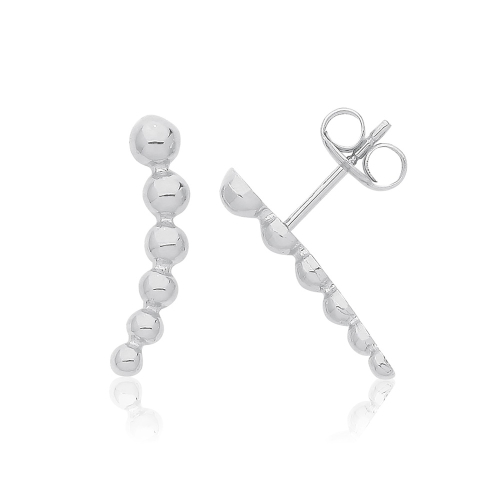 White Gold Ball jacket Diamond Earrings