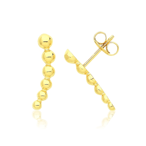 Yellow Gold Ball jacket Diamond Earrings