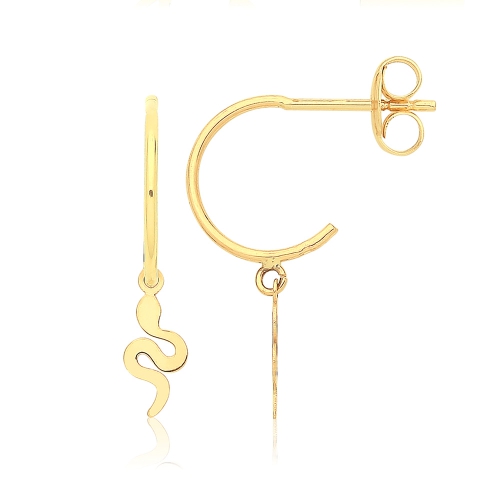 Yellow Gold Snake Diamond Earrings