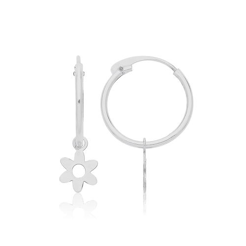 White Gold Flower Diamond Earrings