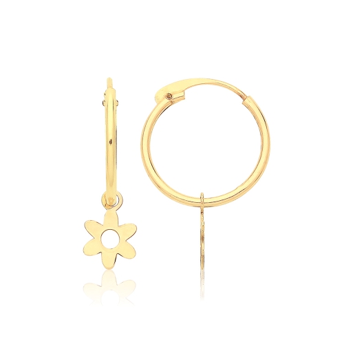 Yellow Gold Flower Diamond Earrings