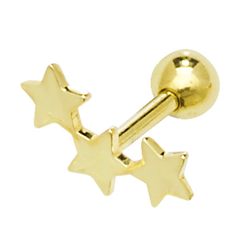 Yellow Gold 3 star Diamond Earrings