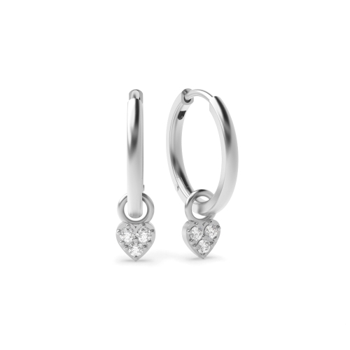 prong setting round shape heart style hoop diamond earring(5 MM X 8 MM)