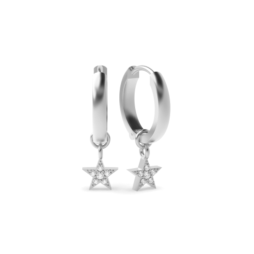 3 Prong Round White Gold Hoop Earrings
