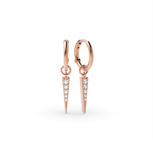 4 Prong Round Rose Gold Spike style Hoop Diamond Earrings