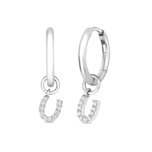 4 Prong Round Hoop Diamond Earrings