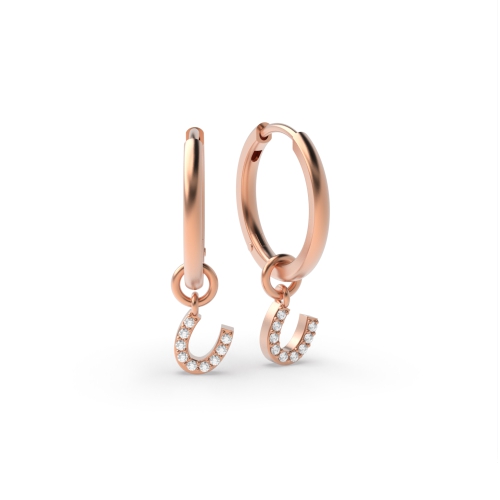 4 Prong Round Rose Gold U design Diamond Earrings