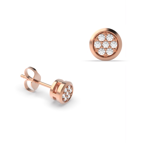 Pave Setting Round Rose Gold Glimmer Diamond Earrings