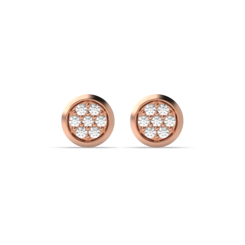 Pave Setting Round Rose Gold Glimmer Diamond Earrings