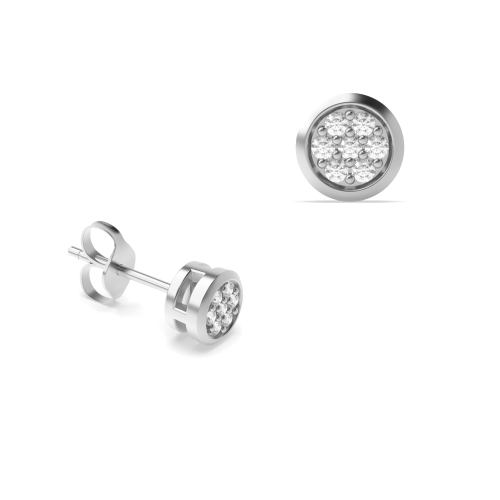 Pave Setting Round Glimmer Stud Diamond Earrings
