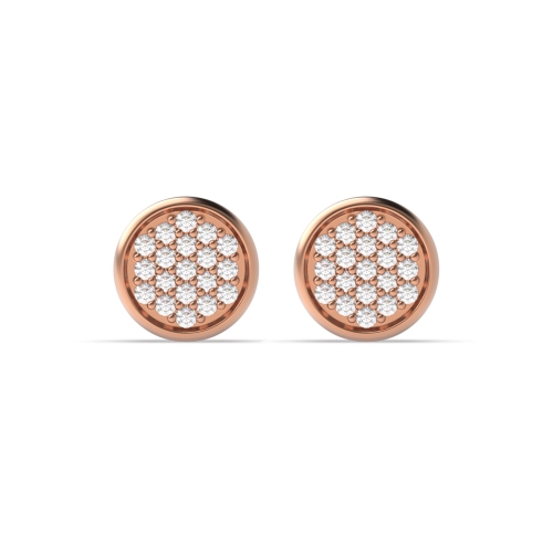 Pave Setting Round Rose Gold Circle cluster Diamond Earrings