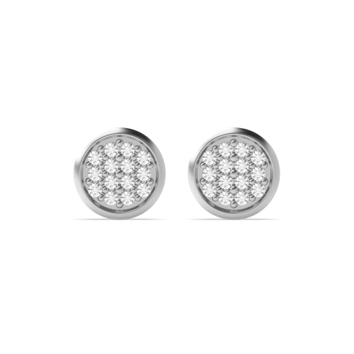 Pave Setting Round Circle cluster Stud Diamond Earrings