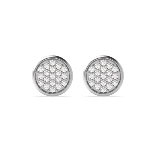 Pave Setting Round Circle cluster Stud Diamond Earrings
