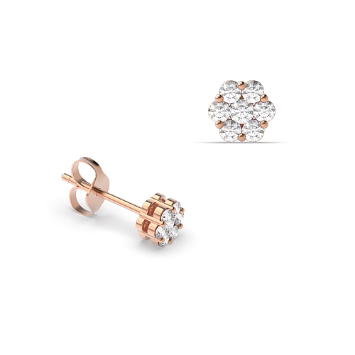 Pave Setting Round Rose Gold Casual Diamond Earrings