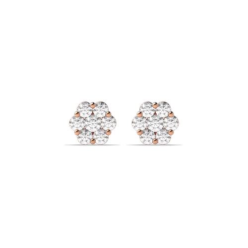 Pave Setting Round Rose Gold Casual Diamond Earrings