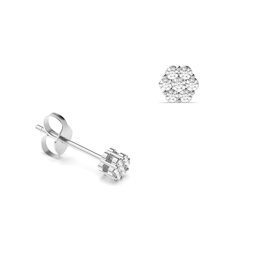 Pave Setting Round Petit cluster Lab Grown Diamond Earrings