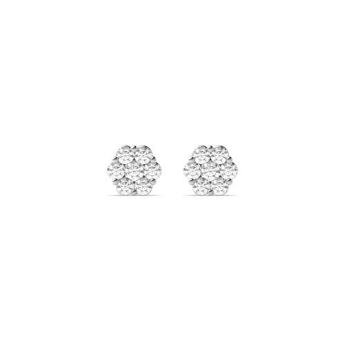 Pave Setting Round Petit cluster Lab Grown Diamond Earrings