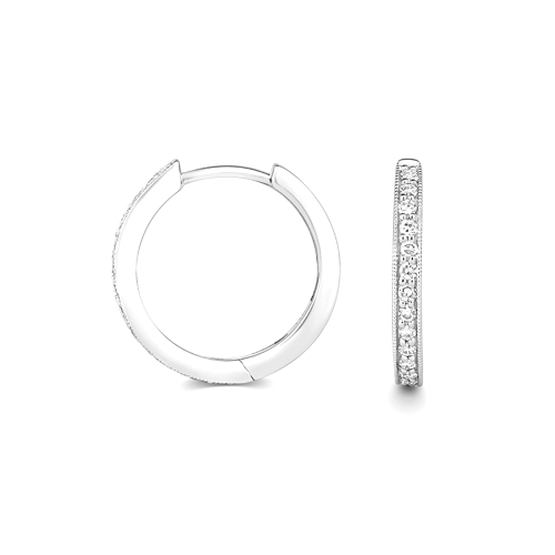 Pave Setting Round Shape Lab Grown Diamond Hoop Earring(16 Mm X 16 Mm)