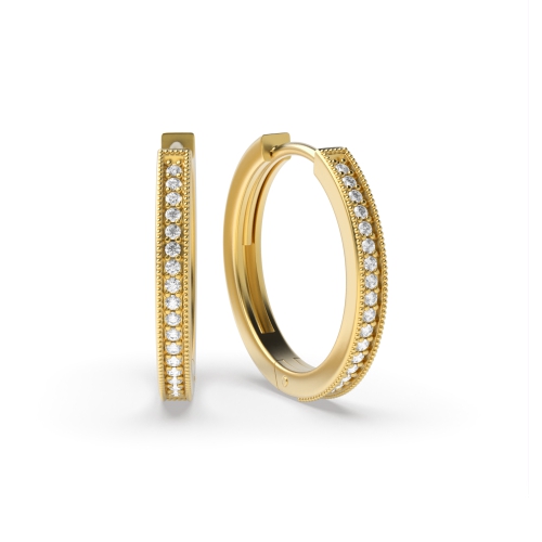 Pave Setting Round Yellow Gold Celestial Diamond Earrings