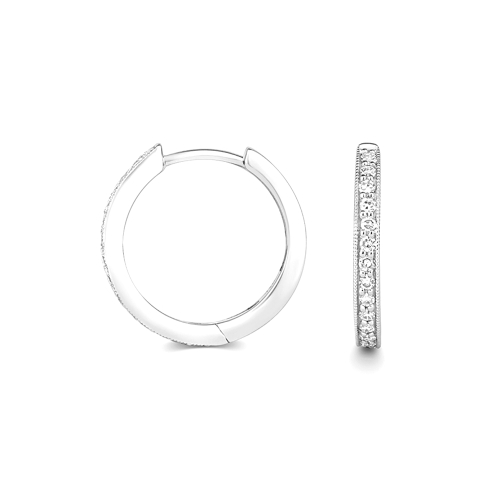 Pave Setting Round White Gold Solace Diamond Earrings