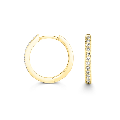 Pave Setting Round Yellow Gold Solace Diamond Earrings